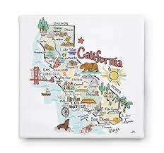 Square Canvas California Map Canvas Art