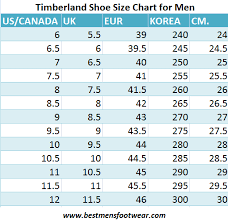 Mens Timberland Shoe Sizing Chart Best Mens Footwear