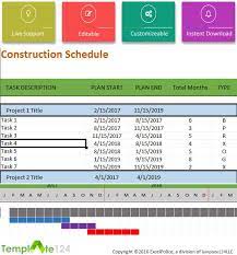 construction schedule template excel