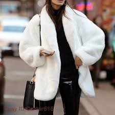 Women S Faux Fur Coat Solid Color Lapel
