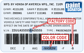 honda touch up paint color code and