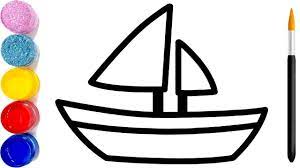 Vẽ thuyền buồm đơn giản và tô màu cho bé | Dạy bé tô màu | Dạy bé vẽ |  Mewarnai Perahu layar | hình tô màu cho bé