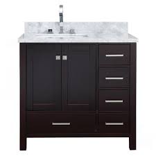 Shop bathroom vanity tops and a variety of bathroom products online at lowes.com. Ariel Left Offset Single Rectangle Sink Vanity 37 In Espresso Lowe S Canada