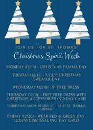 This week is christmas spirit week! Christmas Spirit Week 2019 St Thomas The Apostle School