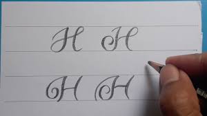 calligraphy handwriting letter h in