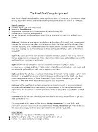 the road final essay assignment odyssey essays 