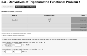 solved 3 3 derivatives of trigonometric