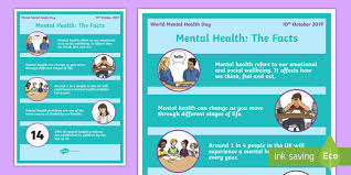 With this in mind, it's time to raise awareness of mental problems and show that a healthy mind is just as important as a healthy body. Mental Health Poster Statistics Display Ks1 2