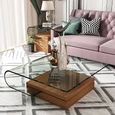 Modern Glass Wood Coffee Table