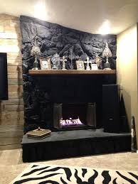 Fireplace Lava Rocks Painted Black Gas