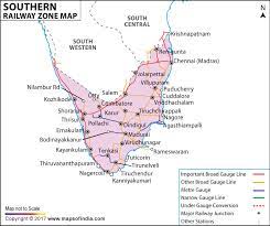 Uk, ireland and us historic railways, railroads and canals. Southern Railway Zone India Map