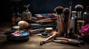 makeup brushes and s sit on a