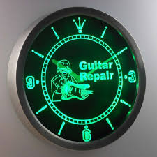 Guitar Repair Led Neon Wall Clock