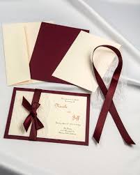 Burgundy Ribbon And Real Lace Diy Invitations With Cream