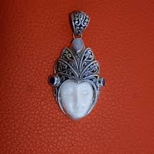 bone carving sterling silver pendant 925