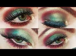 green and maroon eyes makeup