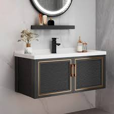 40 Black Floating Bathroom Vanity Set