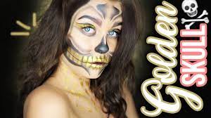 golden skull halloween make up