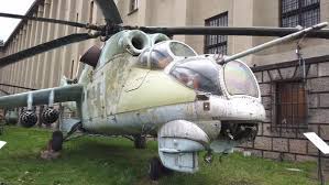 old military helicopter displayed on a