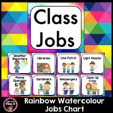 Rainbow Watercolour Watercolor Jobs Chart Editable