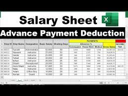salary sheet in excel with formula