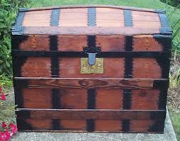 674 red antique trunks