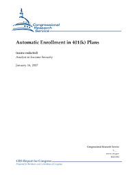 automatic enrollment in 401 k plans