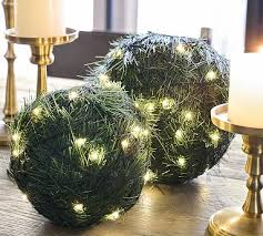 Light Up Faux Evergreen Spheres Set