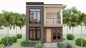 Two Storey Small Modern House Design gambar png