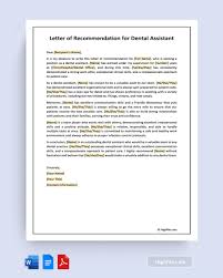 letter of recommendation for dental