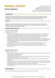 Content Specialist Resume Samples Qwikresume