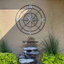 Large Compass Wall Art Galvanized Metal