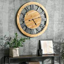 Homcom 30 Inch Large Wall Clock Silent Non Ticking Metal Wood Farmhouse Roman Numeral Clocks For Living Room Decor Battery Operated Aosom Canada