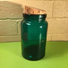 Large Teal Glass Canister With Cork Top