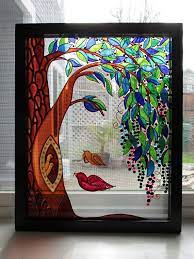 Tree Art Glass Painting Wall Decor Tree