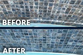 Prepare your cleaning solution fill your bucket with a gallon of water. Pool Tile Surface Cleaning With Dustless Blasting Willsha Pools