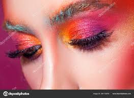 bright makeup and face art close up