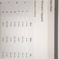 Active Wear Set Size Chart From Kjordan Website