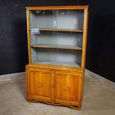 vintage display cabinet with gray