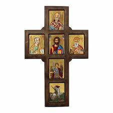 Byzantine Wooden Icon Cross 21 6x2x34