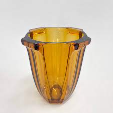 Vintage Art Deco Amber Glass Vase By