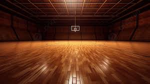 3d render of hardwood basketball court