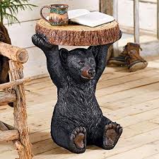 New Black Bear Sculpture Accent Table