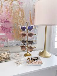 pink gold and white home office decor