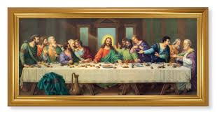 Church Size Last Supper Gold Framed Art