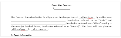 wedding hair contract template