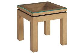 harbor natural raffia glass top side table