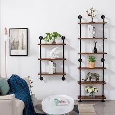 Wall Mounted Pipe Ladder Bookshelf