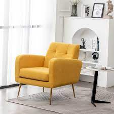 bright yellow tufted luxe velvet lounge