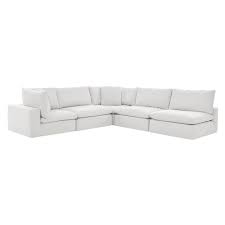 Nube White Corner Sofa With 5pcs 3